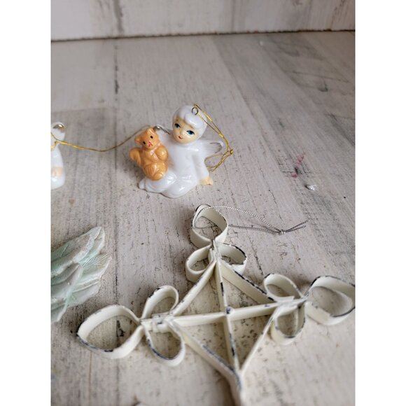 Angel cross goose squirrel religious ornament cherub Xmas set unique vintage - Picture 6 of 11